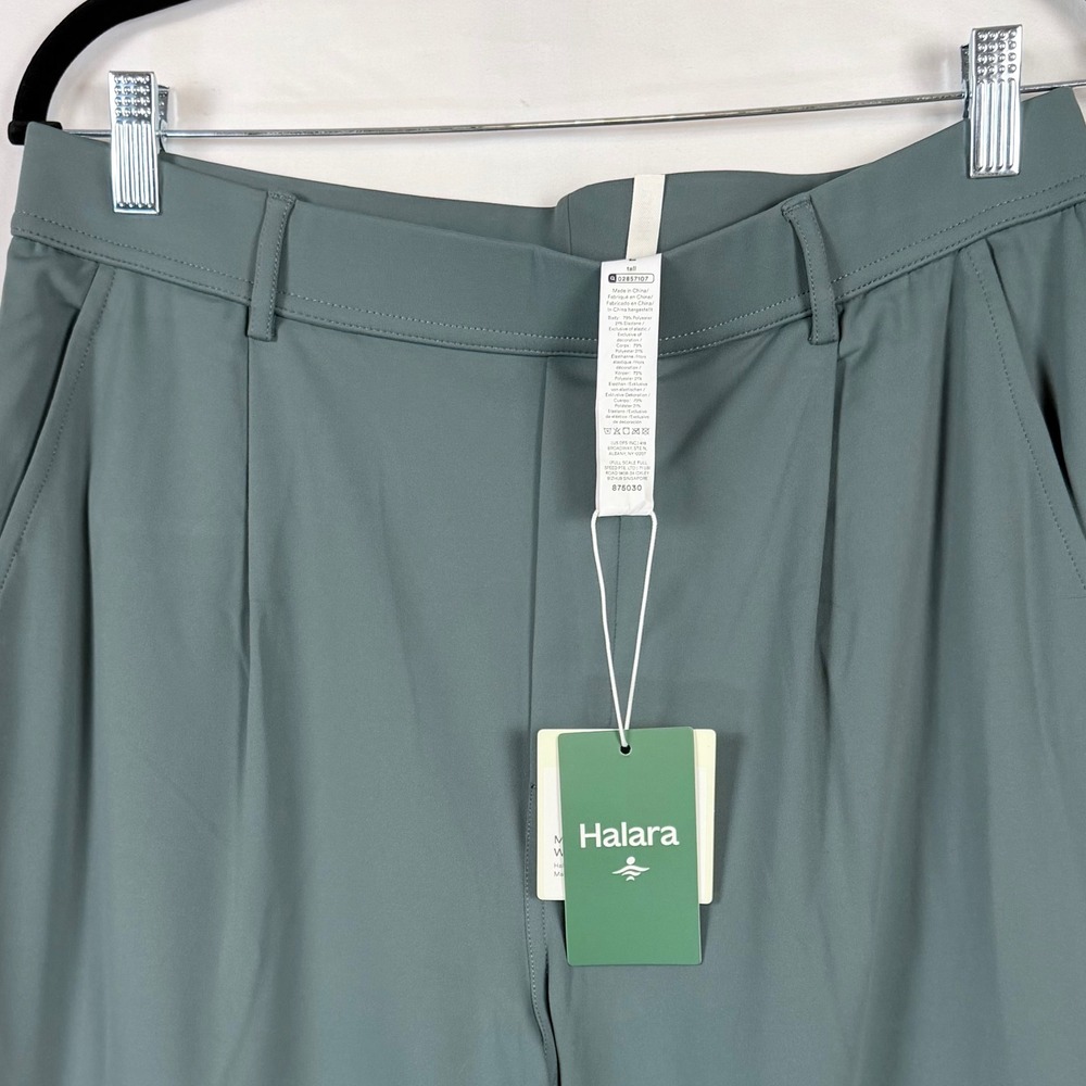 Halara Flex DayStretch High Waisted Straight Leg Trouser Pants L Tall Green Work - Picture 4 of 9